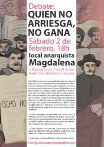 Debate: “Quien no arriesga, no gana”.Sábado 2 de febrero de 2013, 18h‏