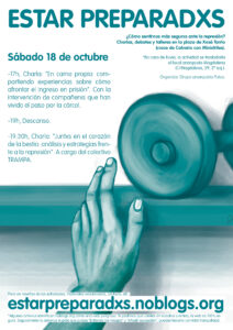 Plaza de Xosé Tarrío. Sábado 18 de octubre. Jornadas: Estar preparadxs. ¿Cómo sentirnos más segurxs ante la represión?