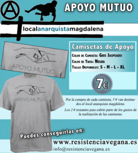 Camiseta en apoyo al Local Anarquista Magdalena