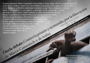 Domingo 19 de Octubre. Charla-debate: Contra la prisión y su mundo, por la liberación de Marco Camenisch