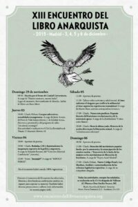 XIII Encuentro del libro anarquista -2015 – Madrid – 3, 4, 5 y 6 de diciembre-