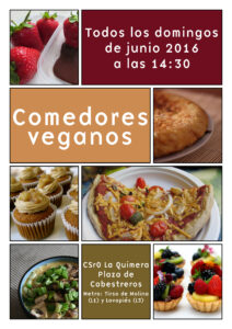 Todos los domingos de junio comedores veganos en CSrO La Quimera