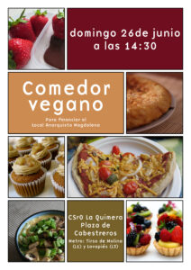 Comedor benéfico para el Local Anarquista Magdalena. Domingo 26 junio, 14:30, CSrOA La Quimera
