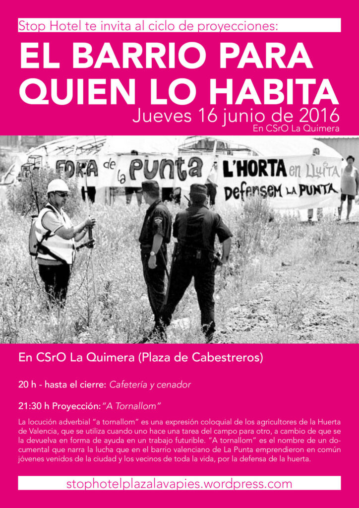 Proyección: «A tornallom». Jueves 16 de junio, 21:30. Ciclo de cine Stop Hotel