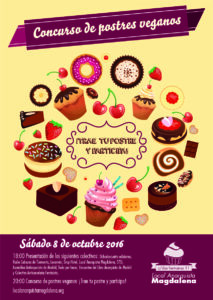 Presentación de colectivos y concurso de postres veganos. Sábado 8 de octubre de 2016. Local Anarquista Magdalena