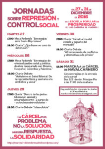 Jornadas sobre represión y control social. 26-31 diciembre