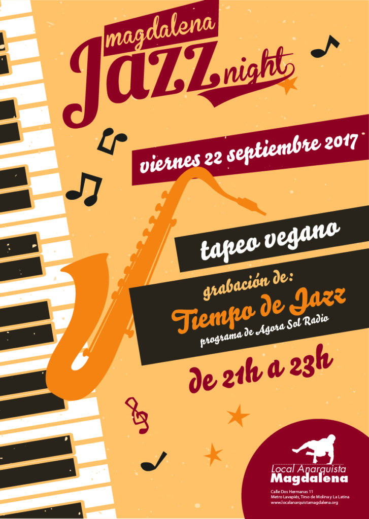 Magdalena Jazz Night. Viernes 22 de septiembre. Local Anarquista Magdalena