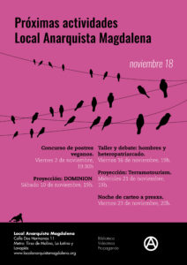 Actividades de noviembre en el Local Anarquista Magdalena