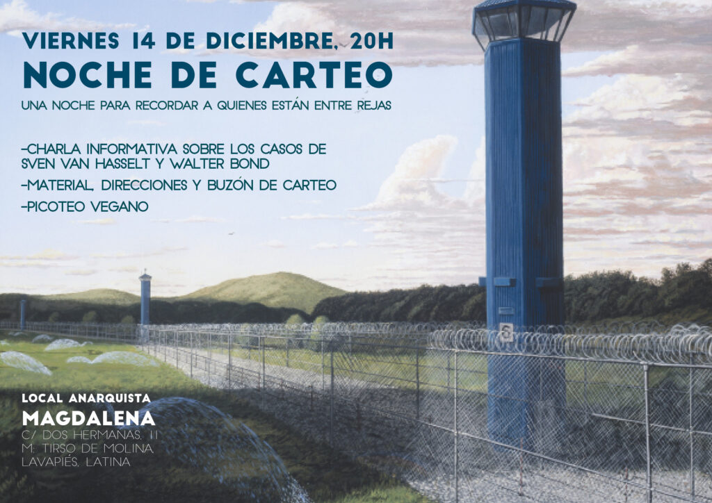 Noche de carteo. Una noche para recordar a quienes están entre rejas. Viernes 14 de diciembre, 20h