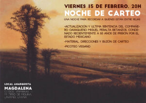 Noche de carteo. Una noche para recordar a quienes están entre rejas. 15 de febrero, 20h.