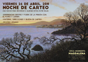 Noche de carteo. Una noche para recordar a quienes están entre rejas. 26 de abril, 20h.