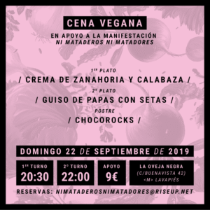 Cena solidaria con la manifestación NI MATADEROS NI MATADORES
