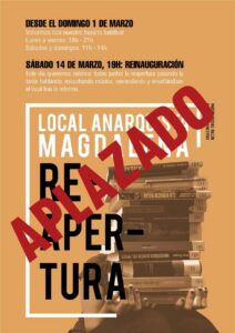 APLAZAMIENTO REINAUGURACIÓN
