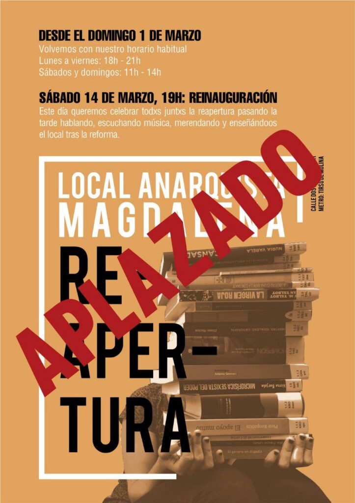APLAZAMIENTO REINAUGURACIÓN