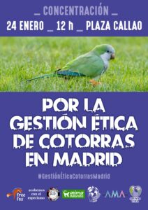 Concentración por la Gestión ética de las Cotorras. 24 ene, 12h